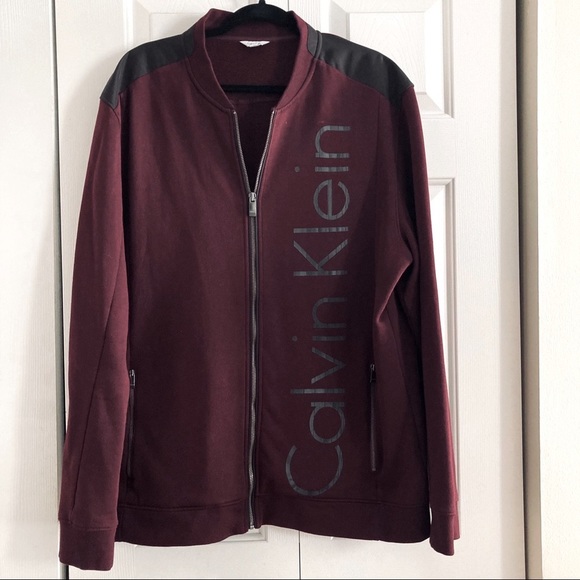 CALVIN KLEIN | Burgundy/Black Zipper Jacket Sz. 2X - Picture 1 of 11
